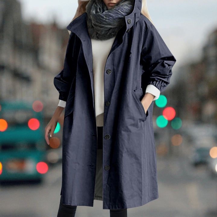 Sophie | Women's Hooded Waterproof Trench Coat Button-Front Longline