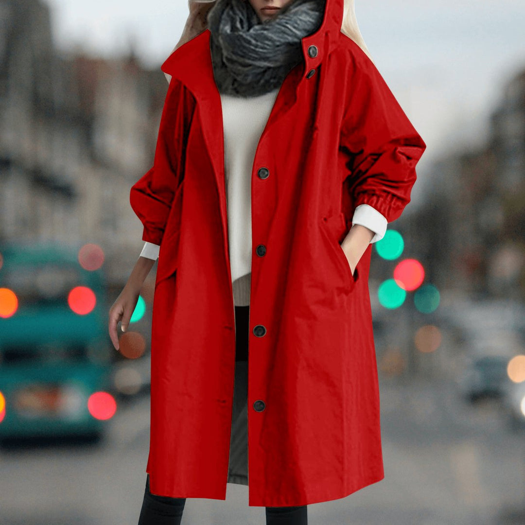 Sophie | Women's Hooded Waterproof Trench Coat Button-Front Longline