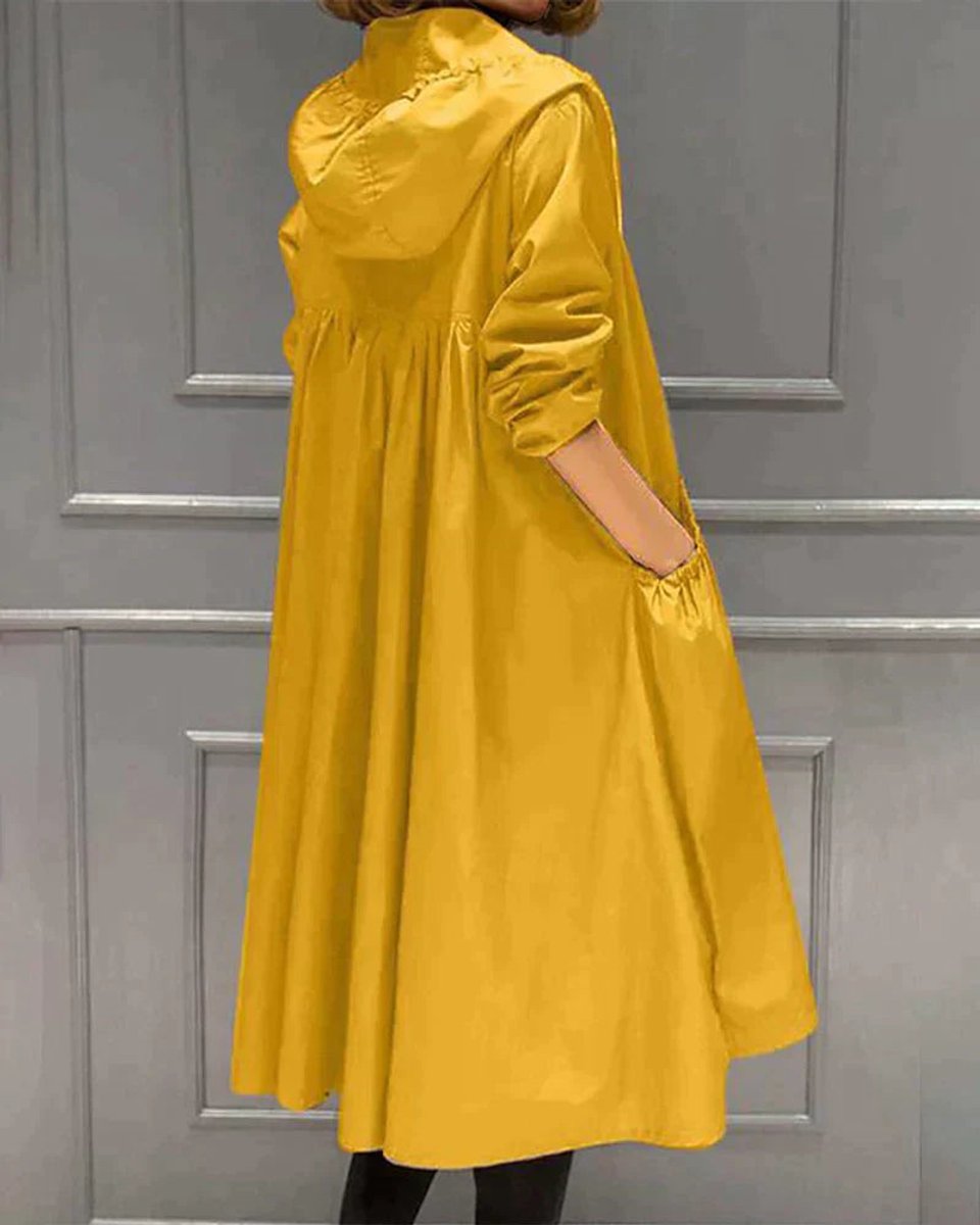 Ava | Women's Hooded Waterproof Trench Coat Knee-Length Relaxed Fit
