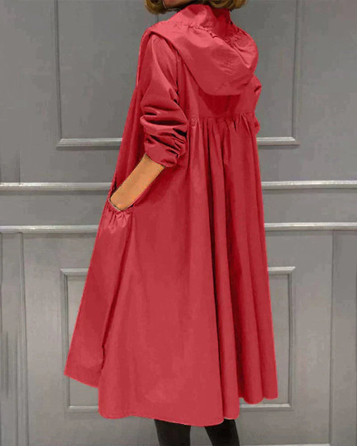 Ava | Women's Hooded Waterproof Trench Coat Knee-Length Relaxed Fit