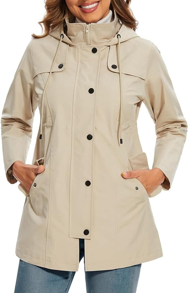 Freya | Women's Hooded Waterproof Trench Coat Tartan-Lined Parka