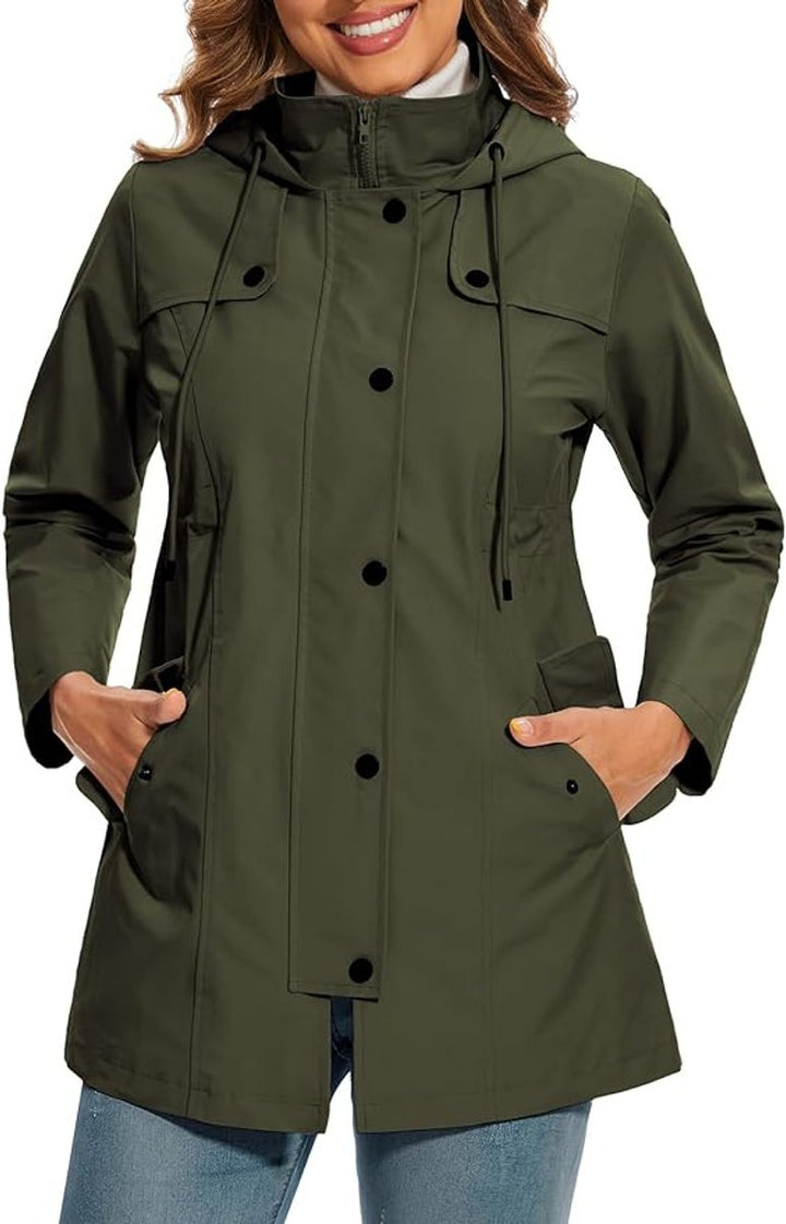 Freya | Women's Hooded Waterproof Trench Coat Tartan-Lined Parka