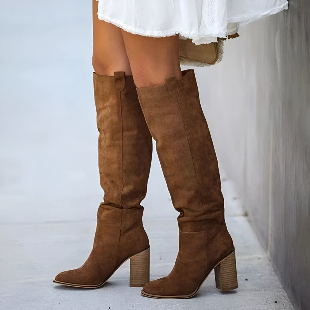 Rosie | Women's Knee-High Block-Heel Pointed-Toe Suede Boots