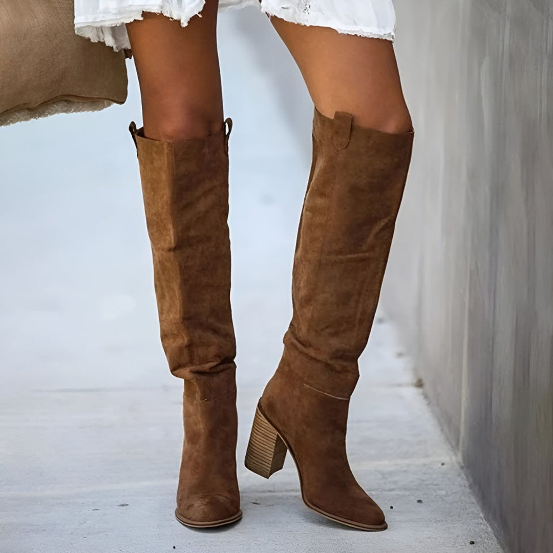 Rosie | Women's Knee-High Block-Heel Pointed-Toe Suede Boots