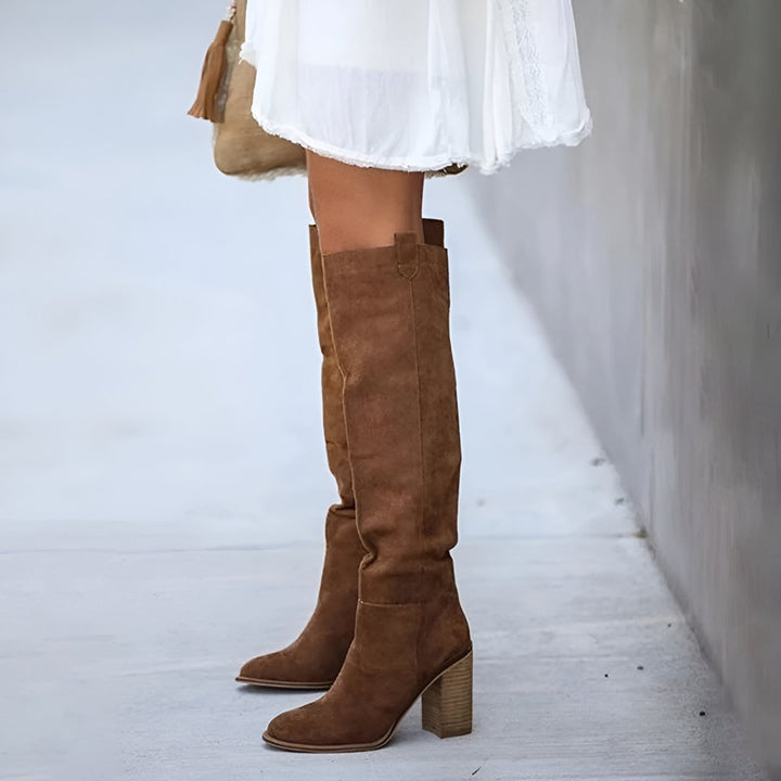 Rosie | Women's Knee-High Block-Heel Pointed-Toe Suede Boots