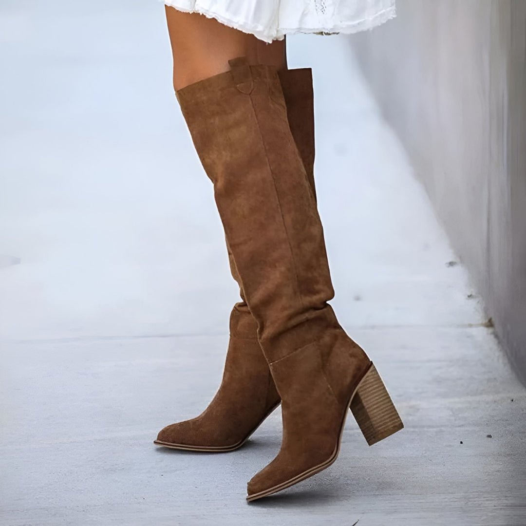 Rosie | Women's Knee-High Block-Heel Pointed-Toe Suede Boots