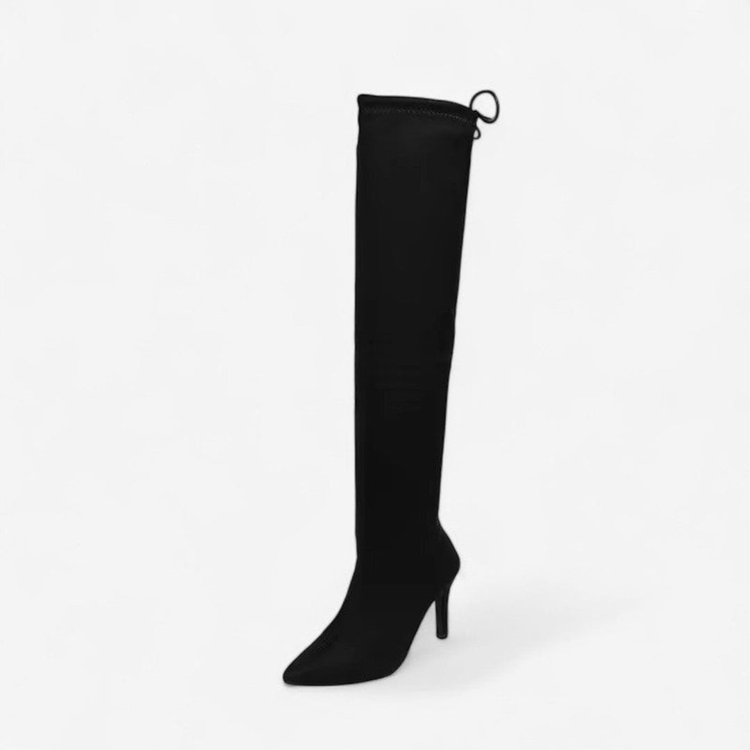 Sophie | Women's Knee-High Heeled Boots Pointed-Toe Tiger-Print Stiletto