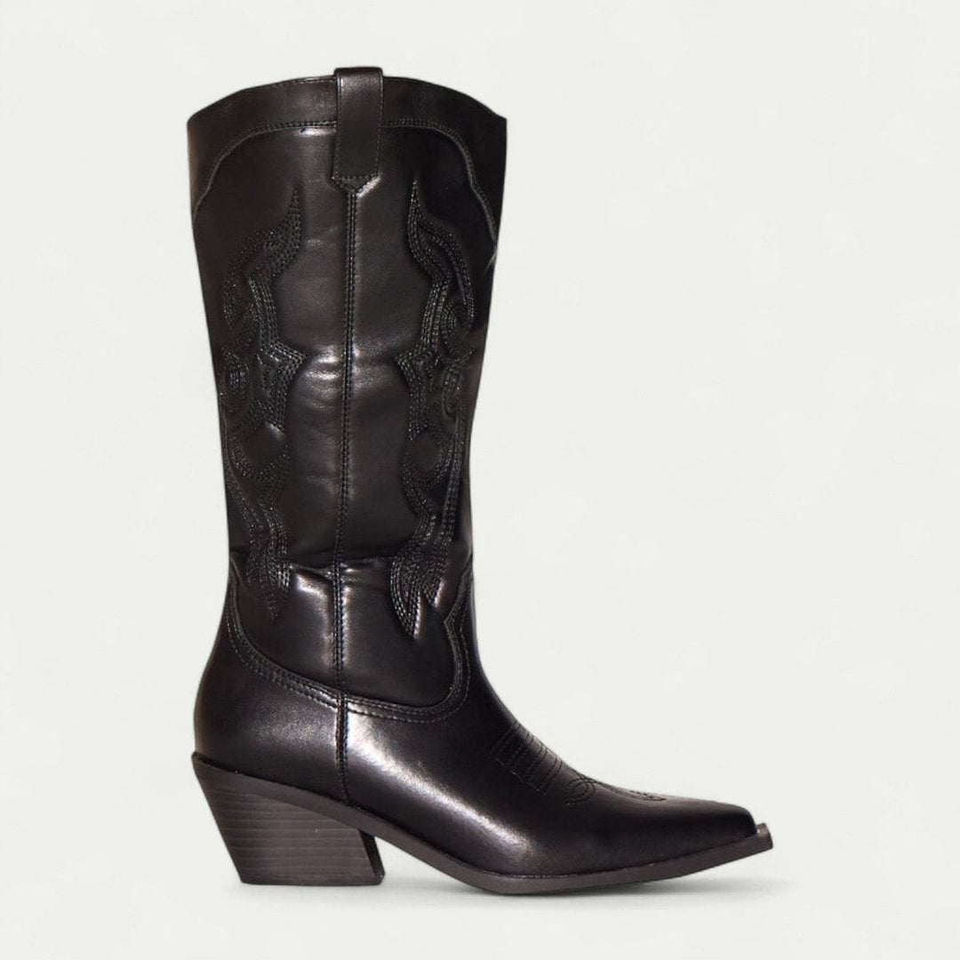 Ivy | Women's Knee-High Leather Western Cowboy Heeled Boots Pointed Toe