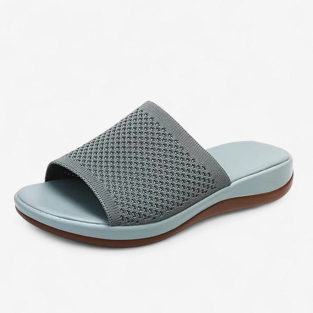 Emily | Women's Knit Open-Toe Slip-On Flat Mule Slippers