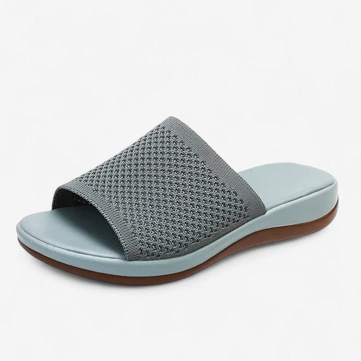 Emily | Women's Knit Open-Toe Slip-On Flat Mule Slippers