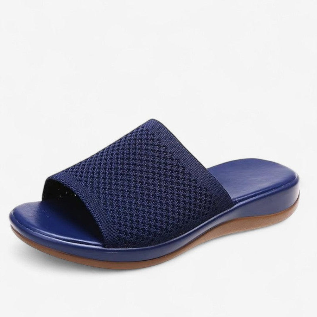 Emily | Women's Knit Open-Toe Slip-On Flat Mule Slippers