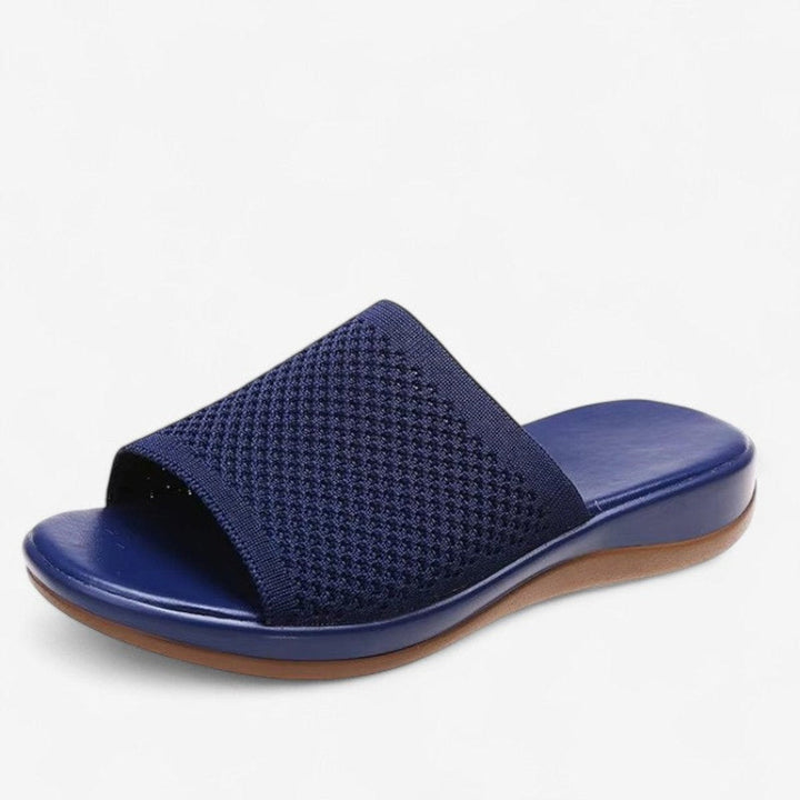 Emily | Women's Knit Open-Toe Slip-On Flat Mule Slippers