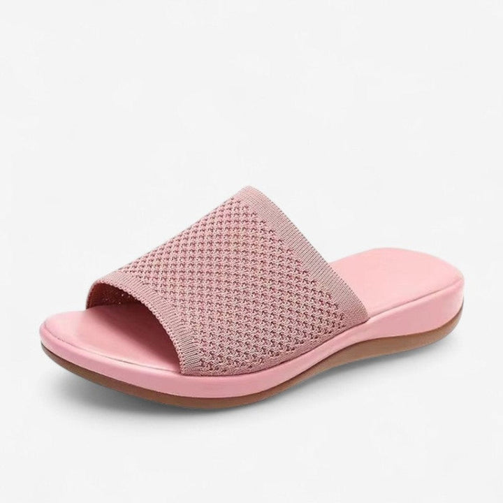 Emily | Women's Knit Open-Toe Slip-On Flat Mule Slippers