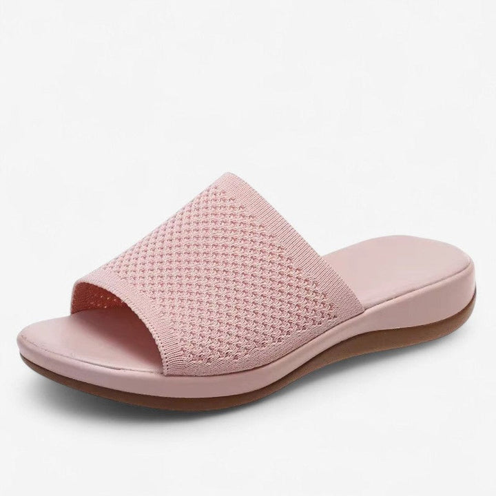 Emily | Women's Knit Open-Toe Slip-On Flat Mule Slippers