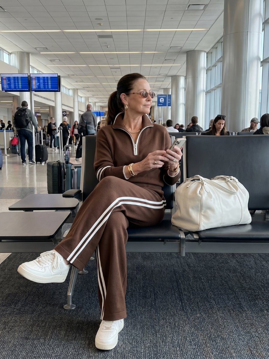 Rosie | Women's Knitted Quarter-Zip Wide-Leg Stripe Loungewear Set