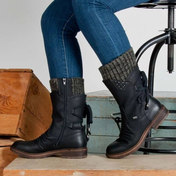 Ella | Women's Lace-Up Knit-Cuff Suede Ankle Boots