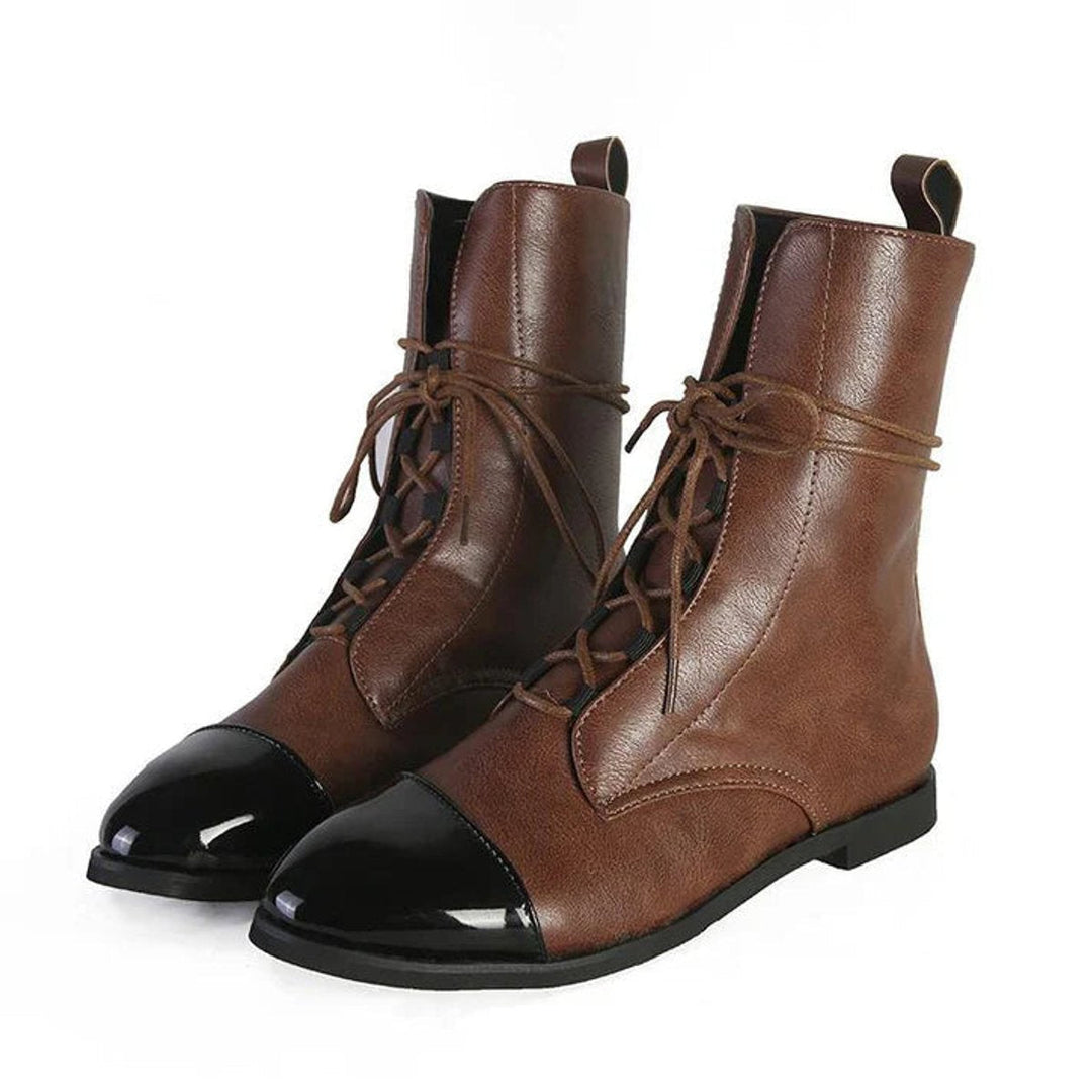 Grace | Women's Lace-Up Leather Ankle Boots Vintage Combat Style