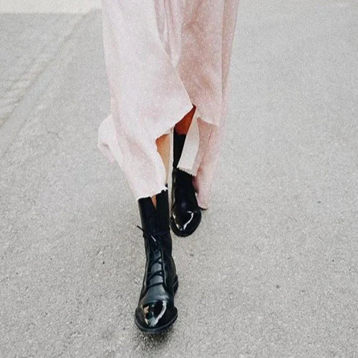 Grace | Women's Lace-Up Leather Ankle Boots Vintage Combat Style