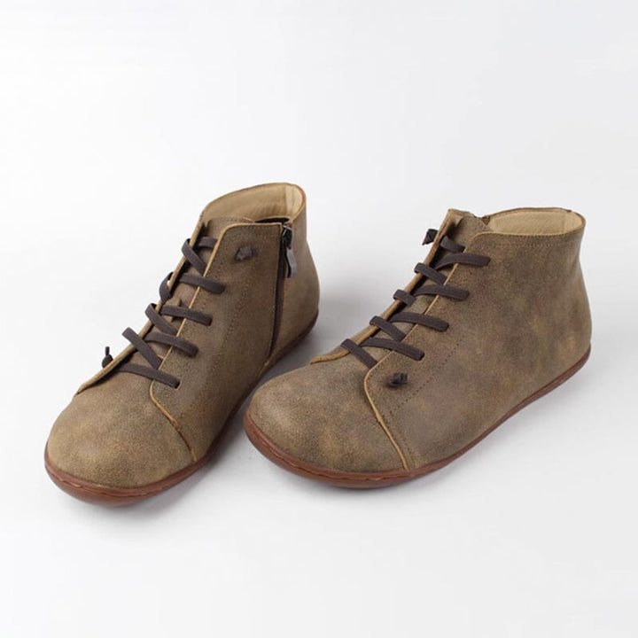 Florence | Women's Lace-Up Suede Leather Ankle Boots Side-Zip