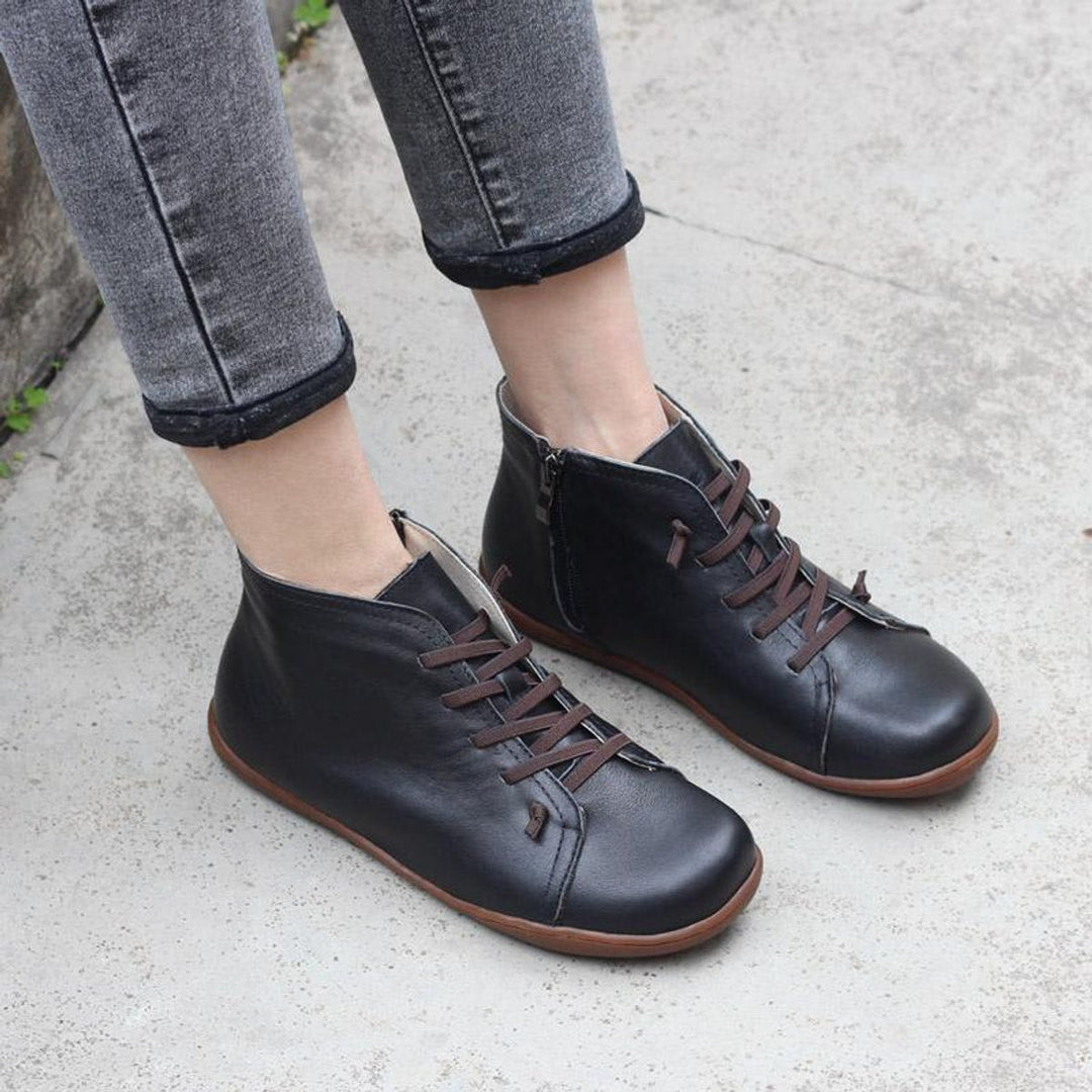 Florence | Women's Lace-Up Suede Leather Ankle Boots Side-Zip