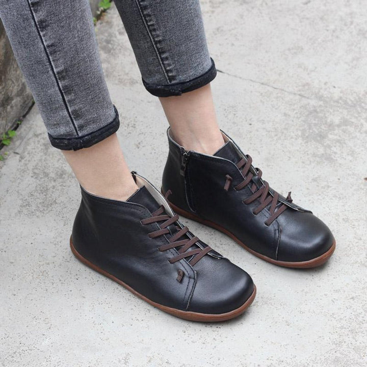 Florence | Women's Lace-Up Suede Leather Ankle Boots Side-Zip