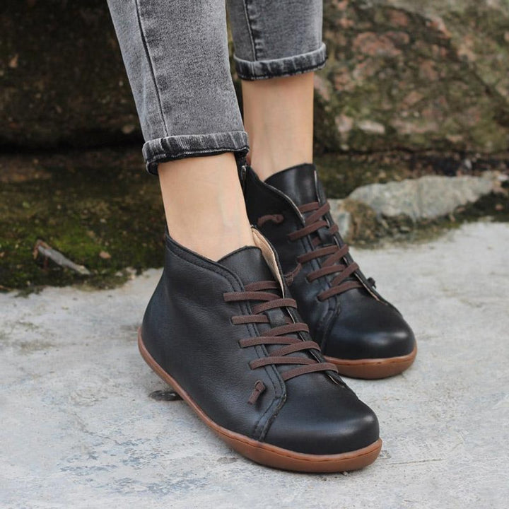 Florence | Women's Lace-Up Suede Leather Ankle Boots Side-Zip