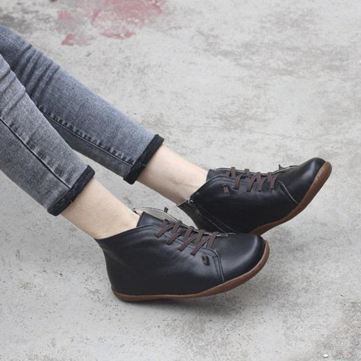 Florence | Women's Lace-Up Suede Leather Ankle Boots Side-Zip