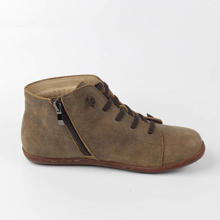 Florence | Women's Lace-Up Suede Leather Ankle Boots Side-Zip