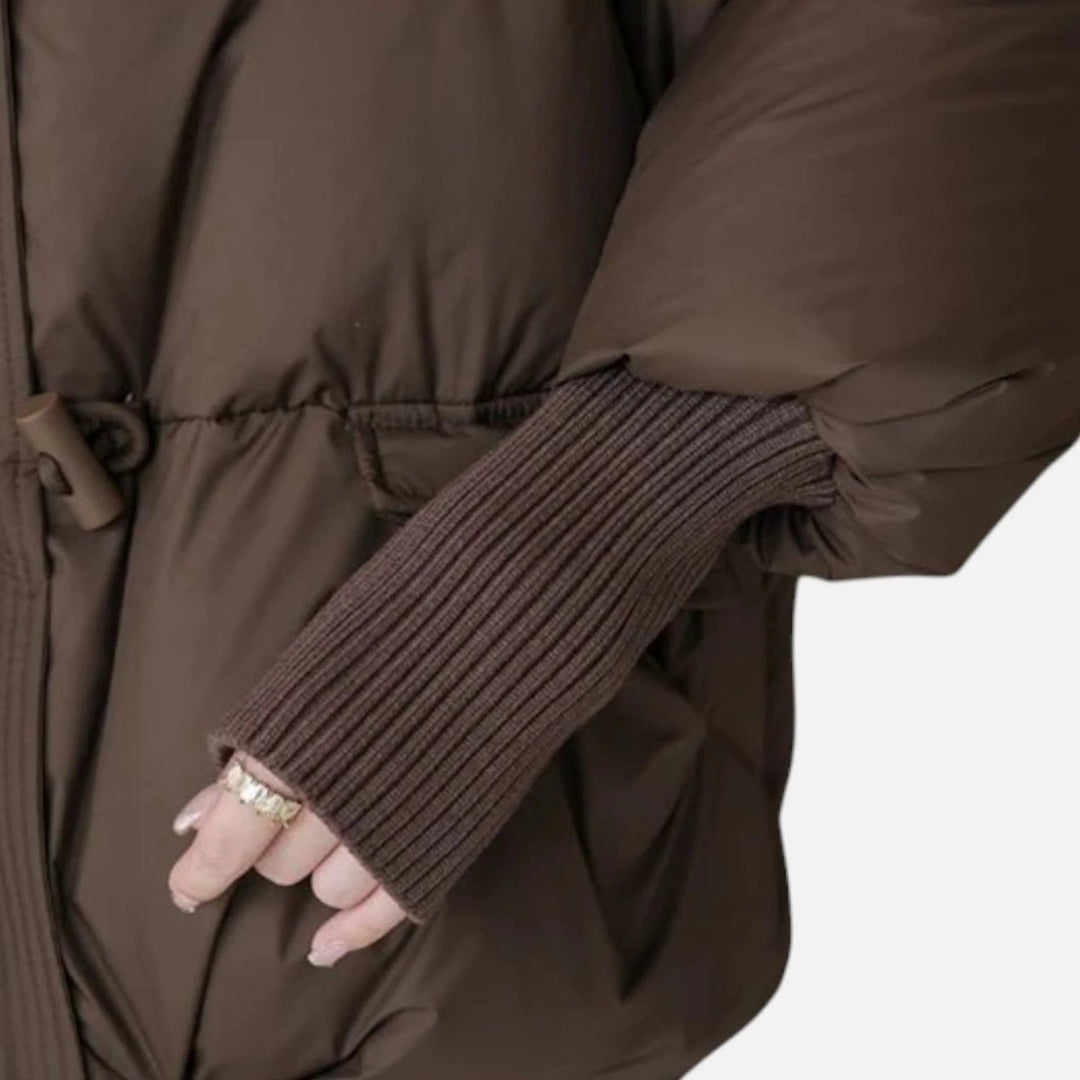 Ella | Women's Ladies Puffer Jacket Faux Fur Collar Ribbed Sleeve Coat