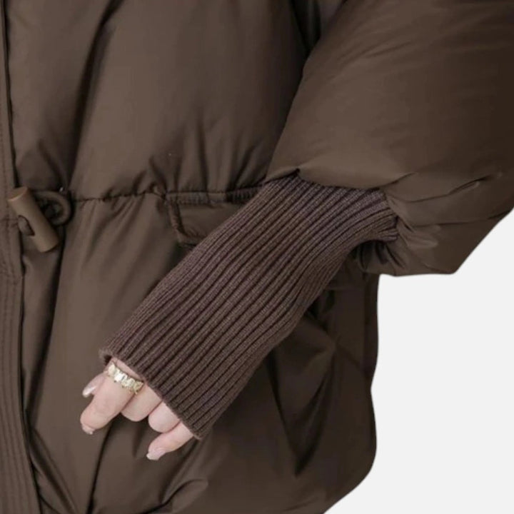 Ella | Women's Ladies Puffer Jacket Faux Fur Collar Ribbed Sleeve Coat