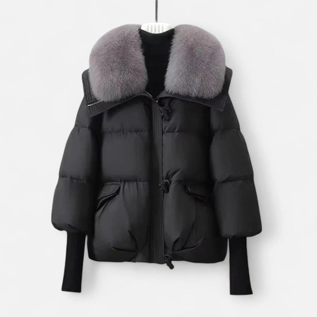 Ella | Women's Ladies Puffer Jacket Faux Fur Collar Ribbed Sleeve Coat