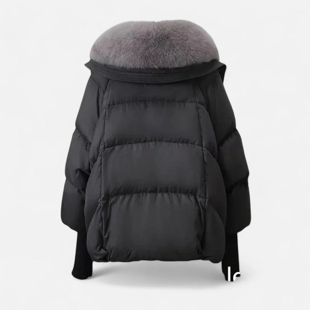 Ella | Women's Ladies Puffer Jacket Faux Fur Collar Ribbed Sleeve Coat