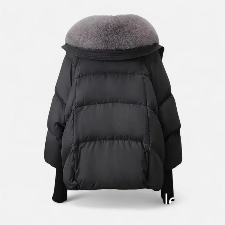 Ella | Women's Ladies Puffer Jacket Faux Fur Collar Ribbed Sleeve Coat
