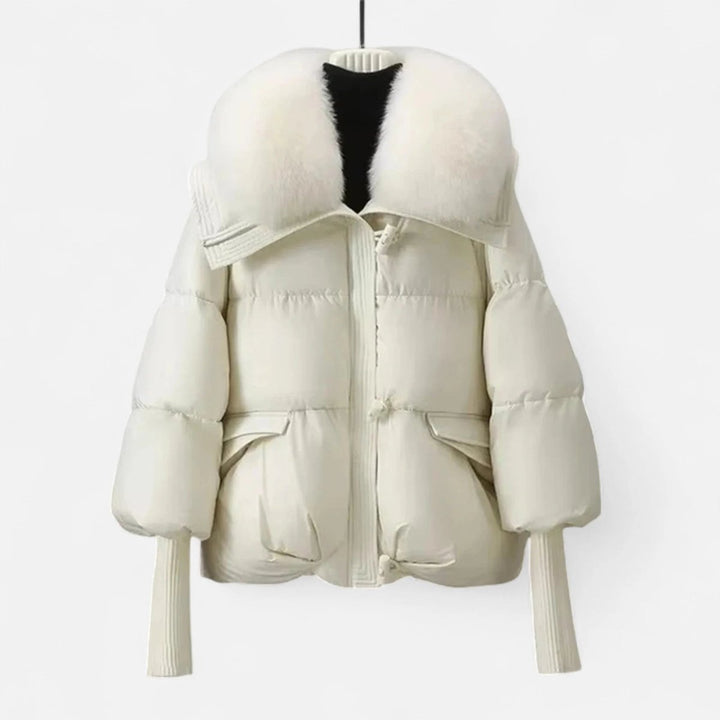 Ella | Women's Ladies Puffer Jacket Faux Fur Collar Ribbed Sleeve Coat