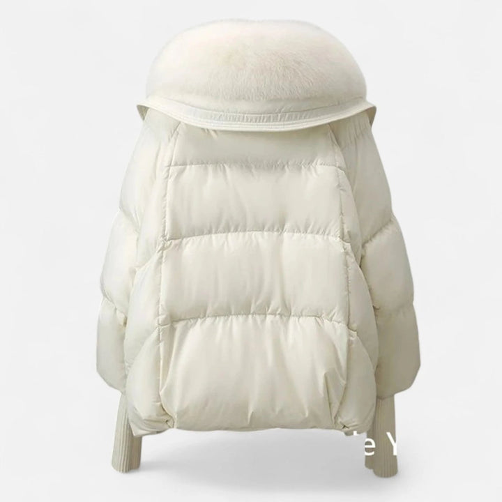 Ella | Women's Ladies Puffer Jacket Faux Fur Collar Ribbed Sleeve Coat