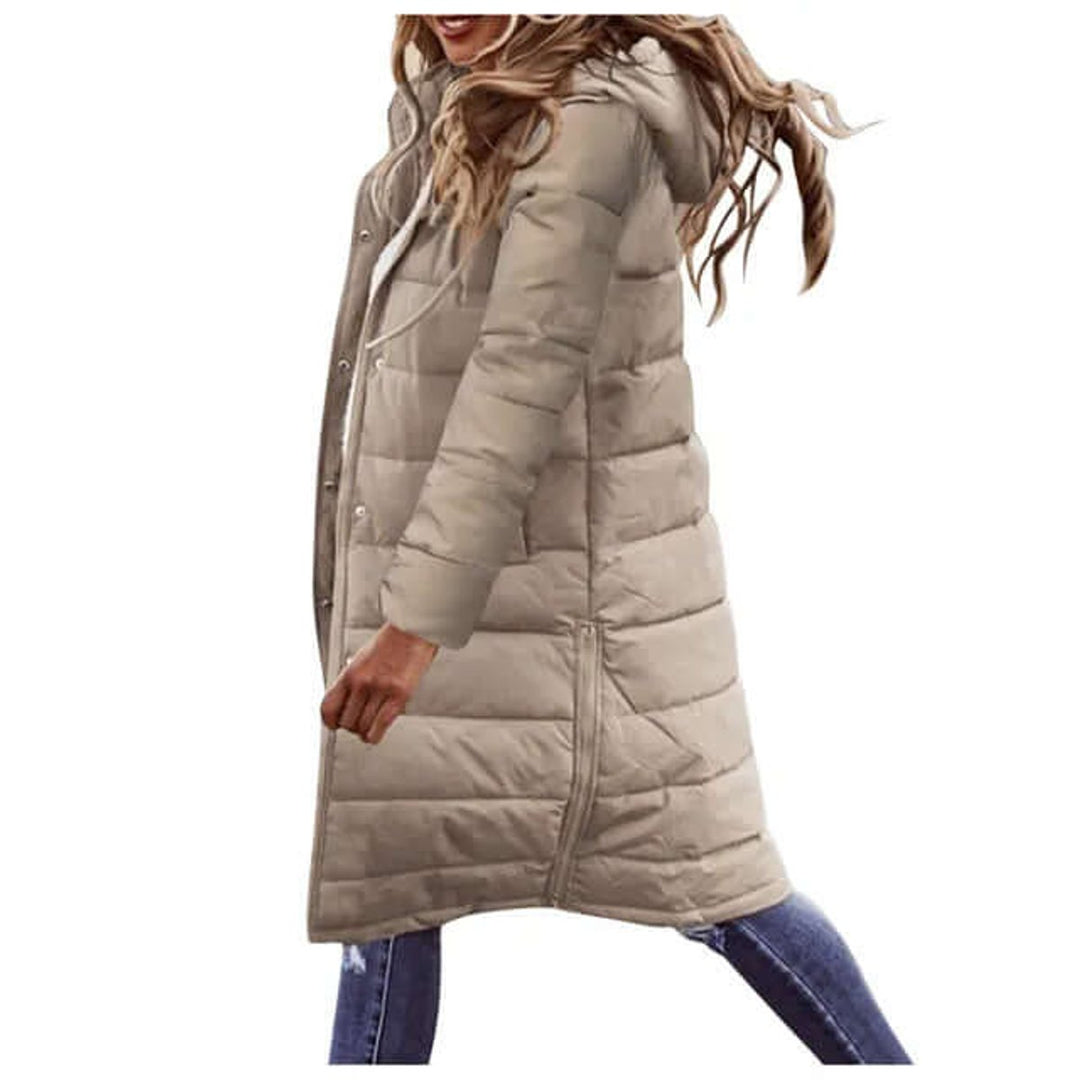 Evelyn | Women's Ladies Puffer Jacket Long Quilted Hooded Winter Coat