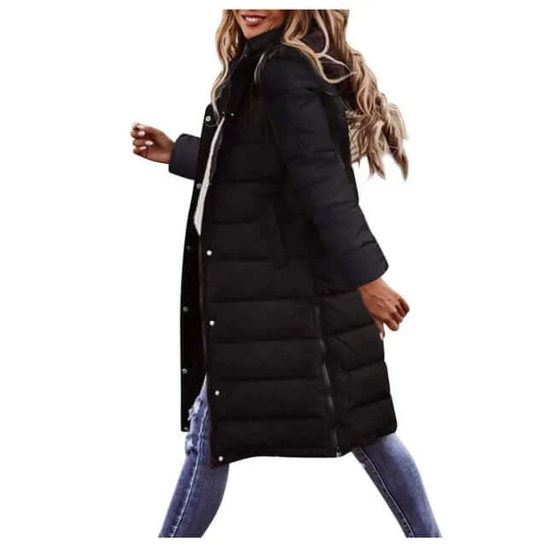 Evelyn | Women's Ladies Puffer Jacket Long Quilted Hooded Winter Coat