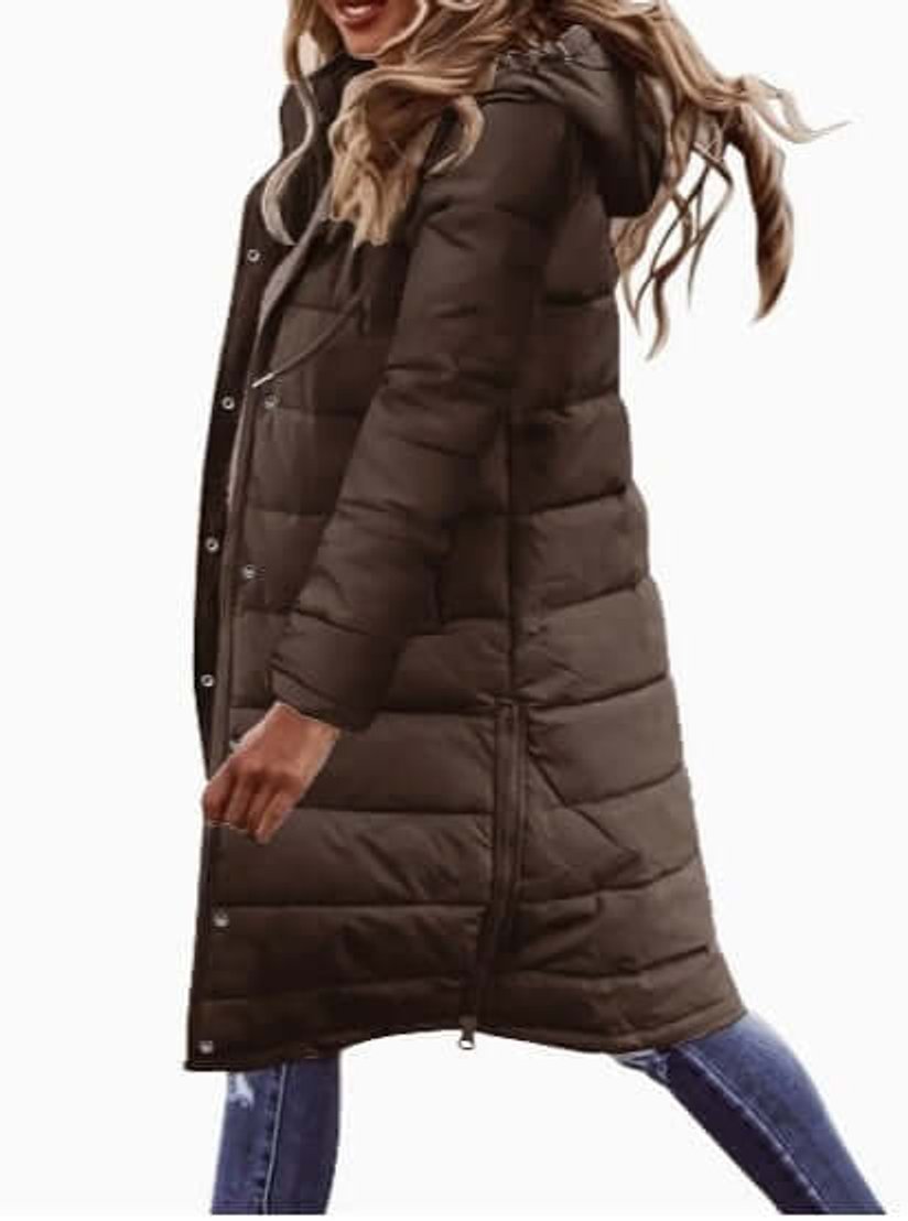 Evelyn | Women's Ladies Puffer Jacket Long Quilted Hooded Winter Coat