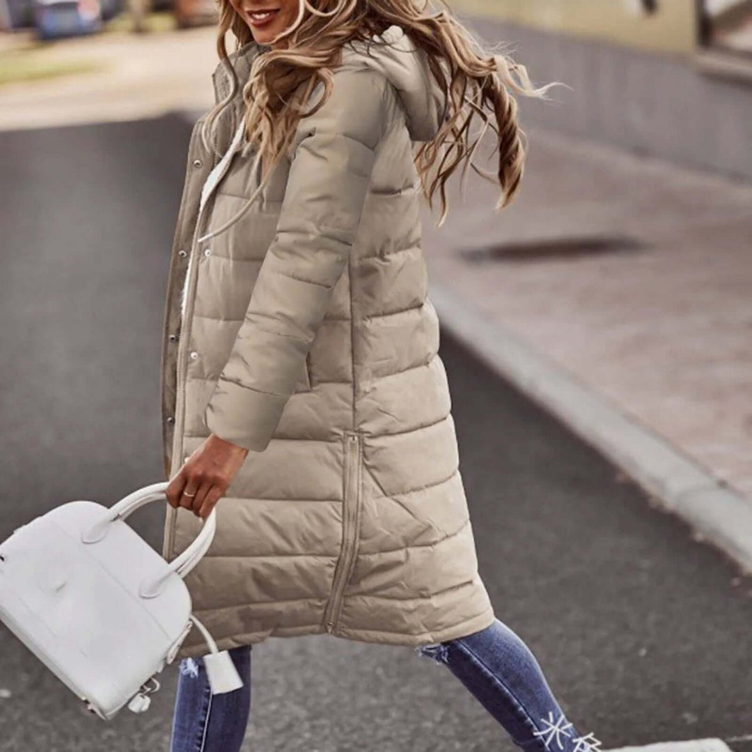 Evelyn | Women's Ladies Puffer Jacket Long Quilted Hooded Winter Coat