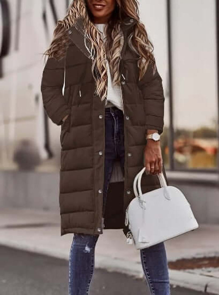 Evelyn | Women's Ladies Puffer Jacket Long Quilted Hooded Winter Coat