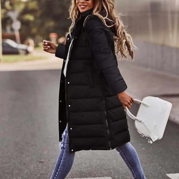 Evelyn | Women's Ladies Puffer Jacket Long Quilted Hooded Winter Coat