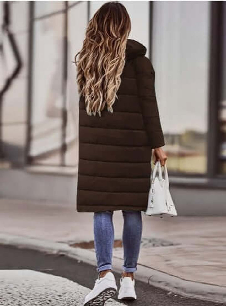 Evelyn | Women's Ladies Puffer Jacket Long Quilted Hooded Winter Coat