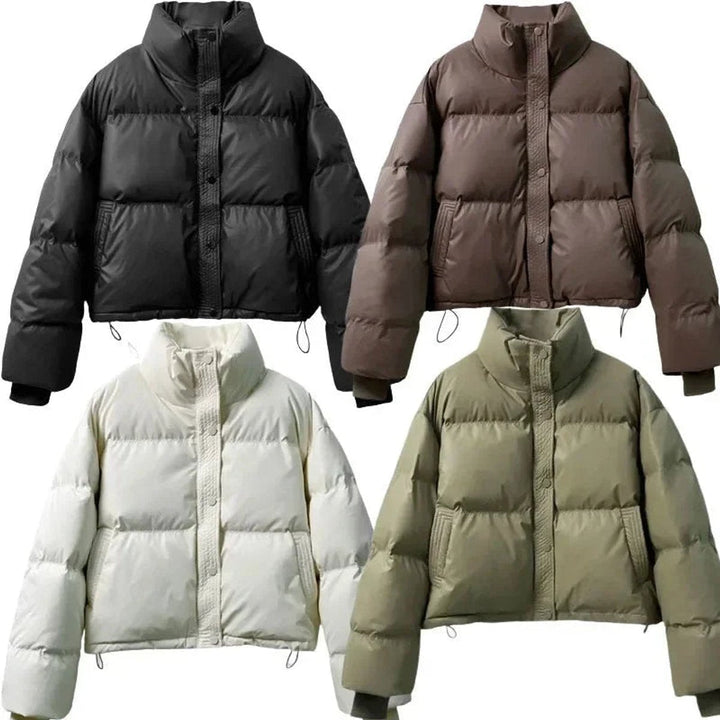 Ella | Women's Ladies Puffer Jacket Short Cropped PU Winter Coat