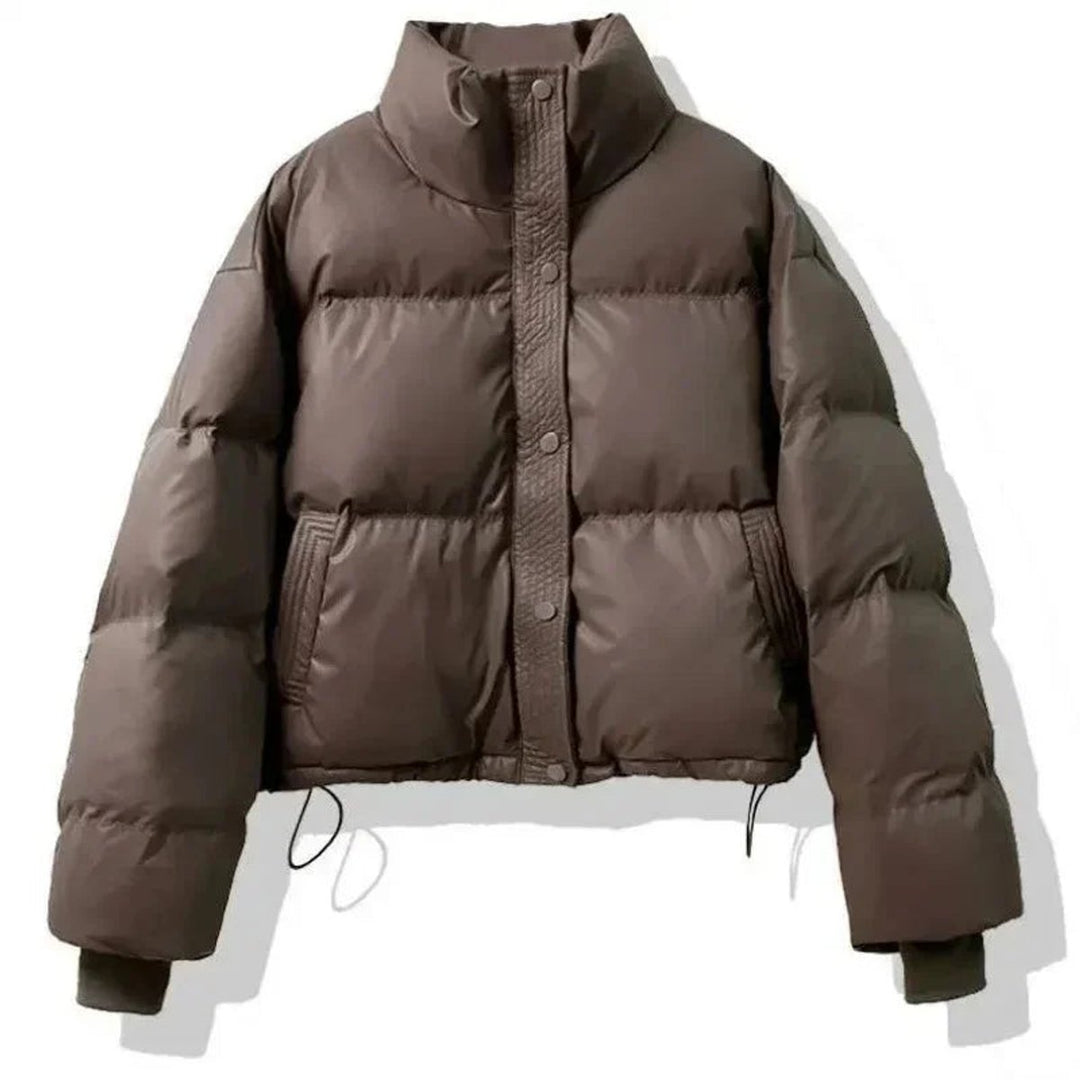 Ella | Women's Ladies Puffer Jacket Short Cropped PU Winter Coat