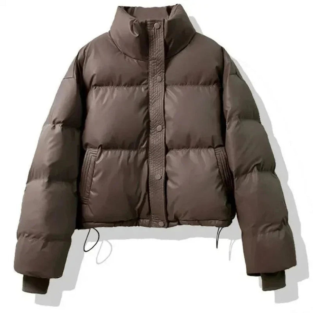 Ella | Women's Ladies Puffer Jacket Short Cropped PU Winter Coat