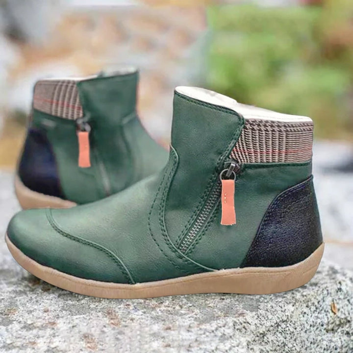 Lily | Women's Leather Ankle Boots Side-Zip Flat Waterproof Chelsea Boots