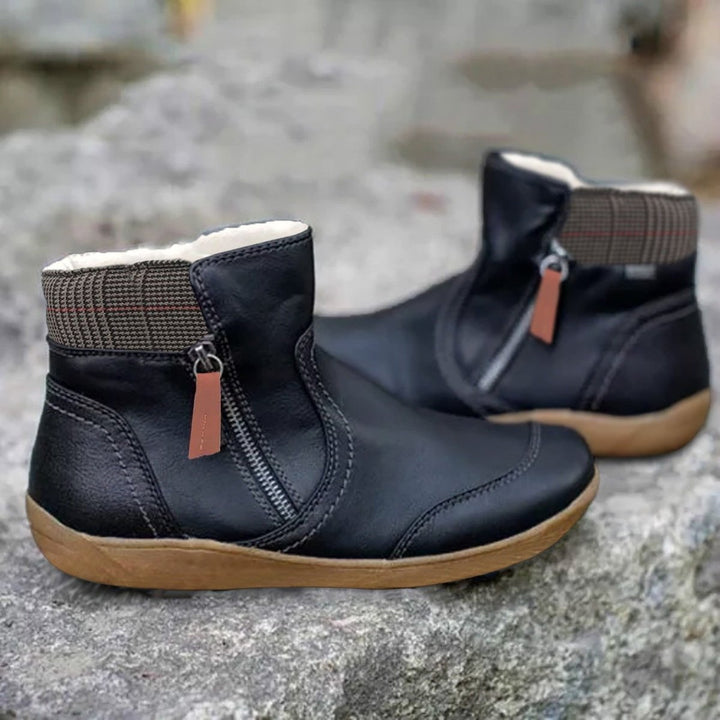 Lily | Women's Leather Ankle Boots Side-Zip Flat Waterproof Chelsea Boots