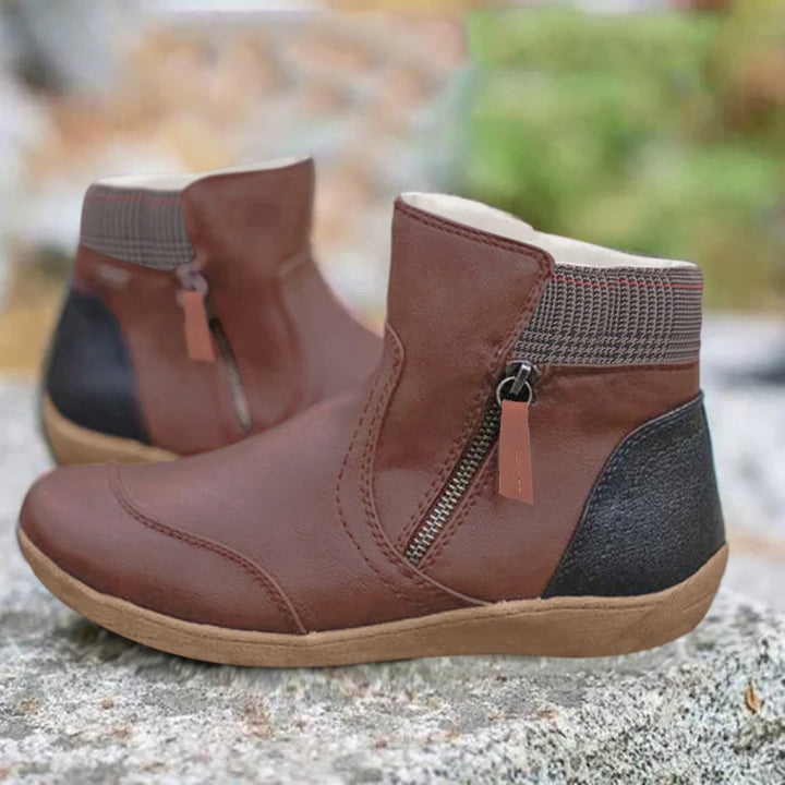 Lily | Women's Leather Ankle Boots Side-Zip Flat Waterproof Chelsea Boots