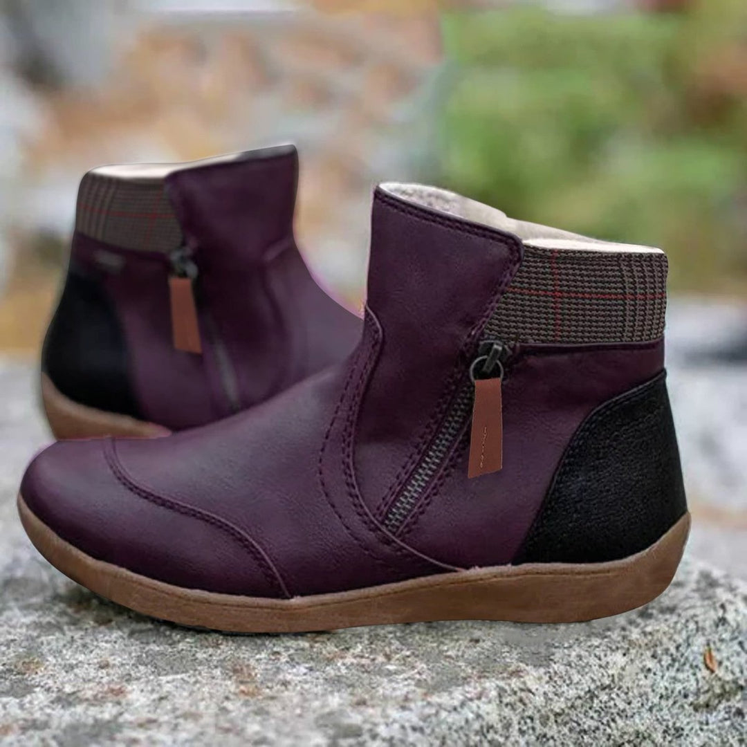 Lily | Women's Leather Ankle Boots Side-Zip Flat Waterproof Chelsea Boots
