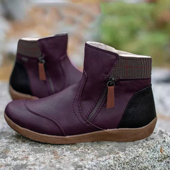 Lily | Women's Leather Ankle Boots Side-Zip Flat Waterproof Chelsea Boots